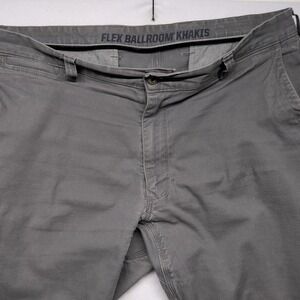 Duluth Trading Flex Ballroom Relaxed Fit Khaki Pants Gray Mens Size 34x34